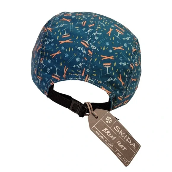 Skida Jackson Hole Ski Gondola 5 Panel Brim Hat Teal Blue Adjustable Cap NEW - Picture 4 of 6